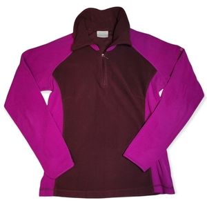 Columbia fleece zip up pullover, hot pink & maroon, size Small